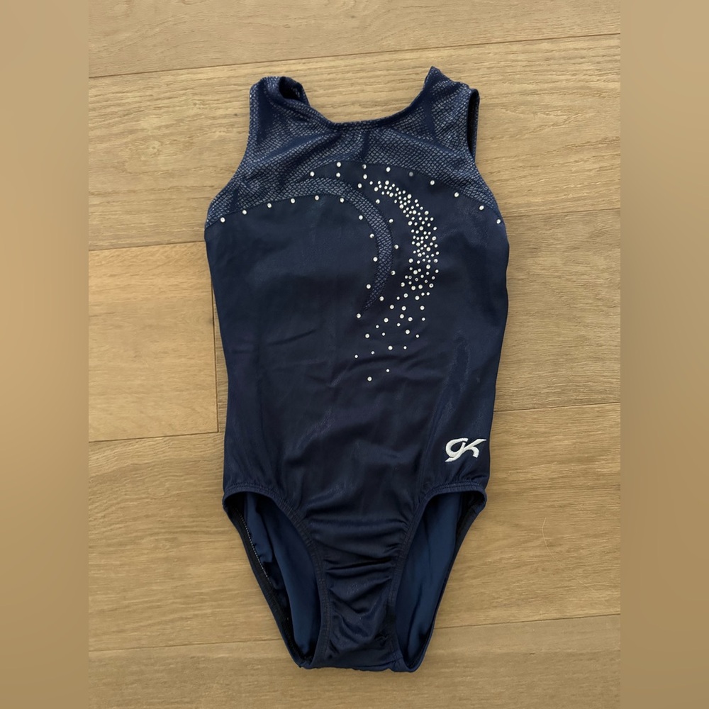 GK ELITE gymnastics LEOTARD Sequin Bling METEOR SKY Blue USA LEO Tank SZ: AS